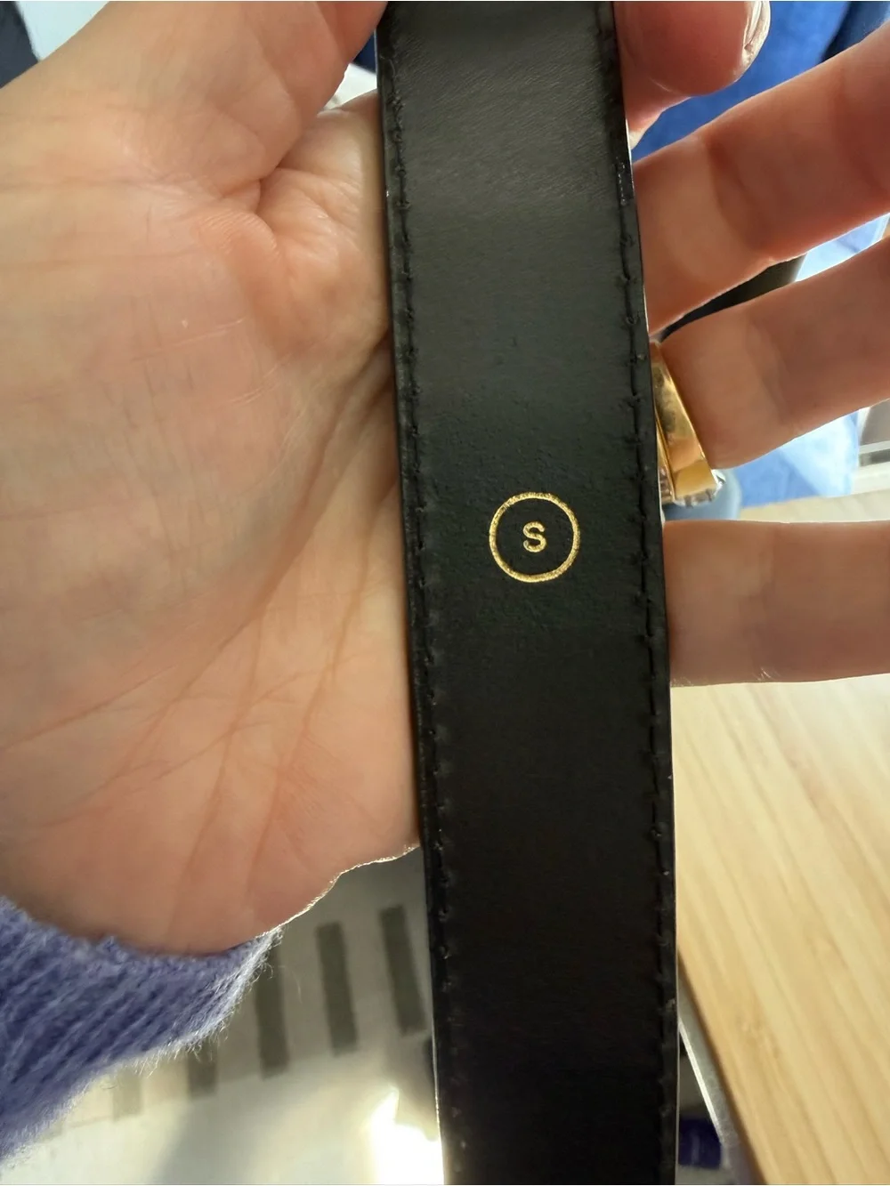 J. Crew Black Croc-Embossed Leather Belt with Gold Buckle